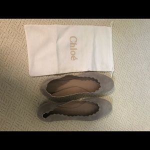 Chloe Suede Scalloped Ballet Flats NEW